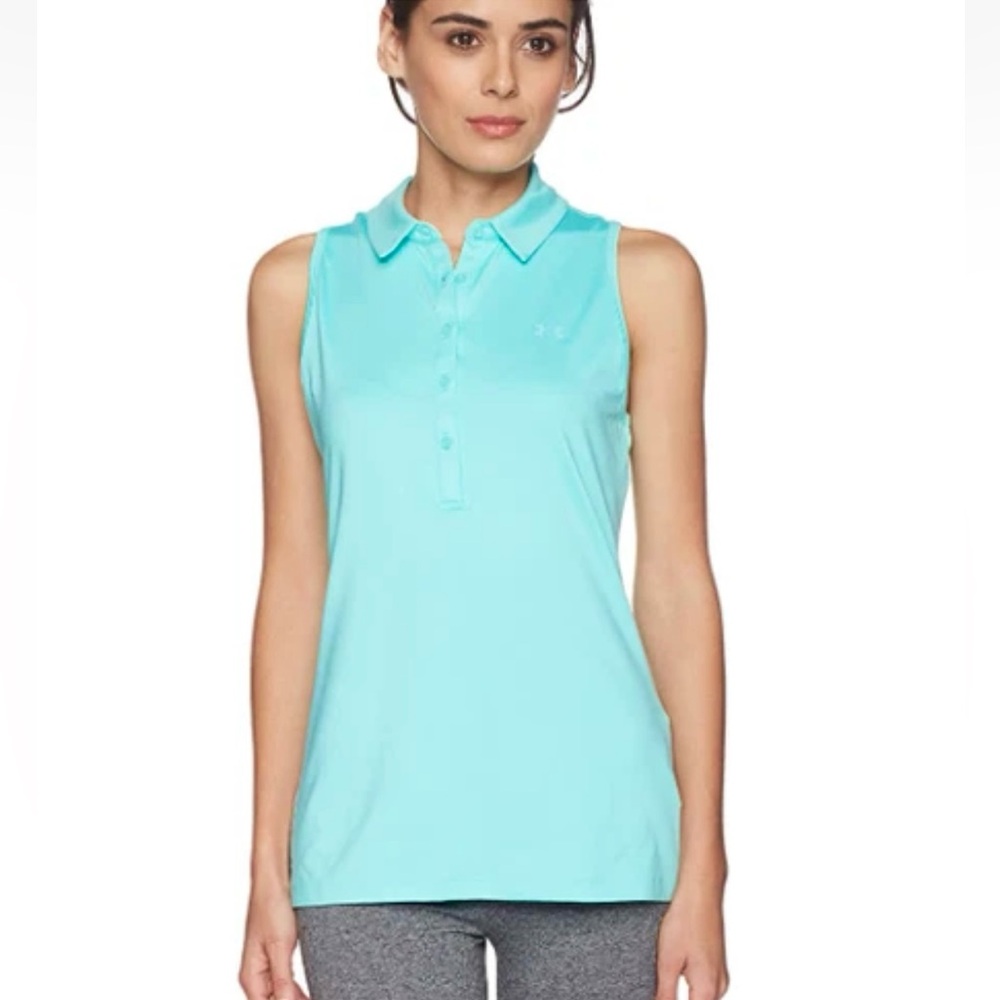 NWT Under Armour HeatGear Women Sleeveless Polo Top Mint Size L